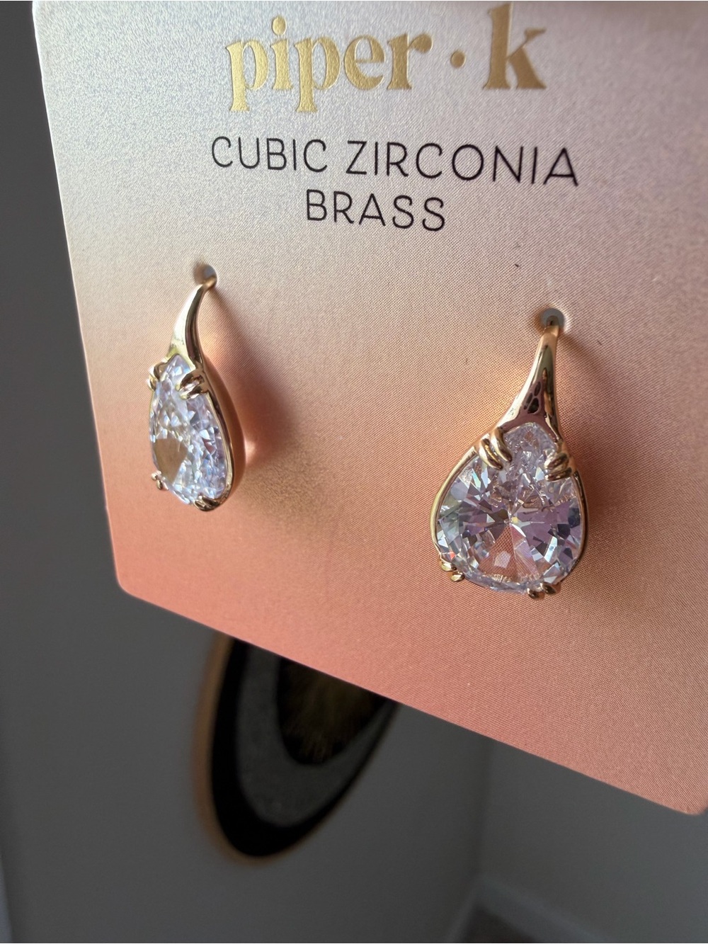 Gold Teardrop Cubic Zirconia Earrings